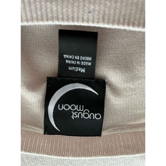 August Moon Women’s Cream Long Sleeve Semi-Sheer Lower Back Sweater Size Medium - Picture 6 of 9